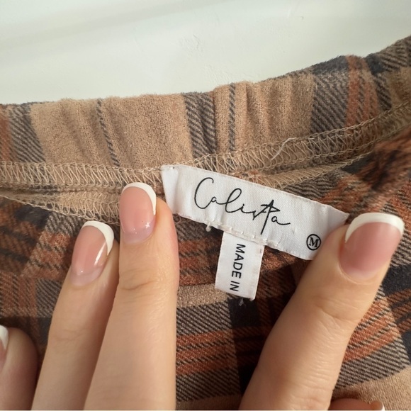 Calista Baylor Chestnut Plaid Flare Pants Size: M - Picture 3 of 3